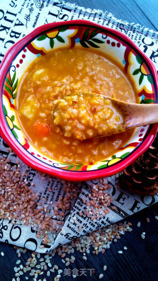 Pumpkin Congee with Red Brown Rice recipe