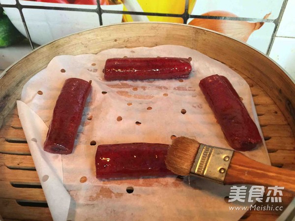 Dragon Fruit Sago Bean Paste Rolls recipe