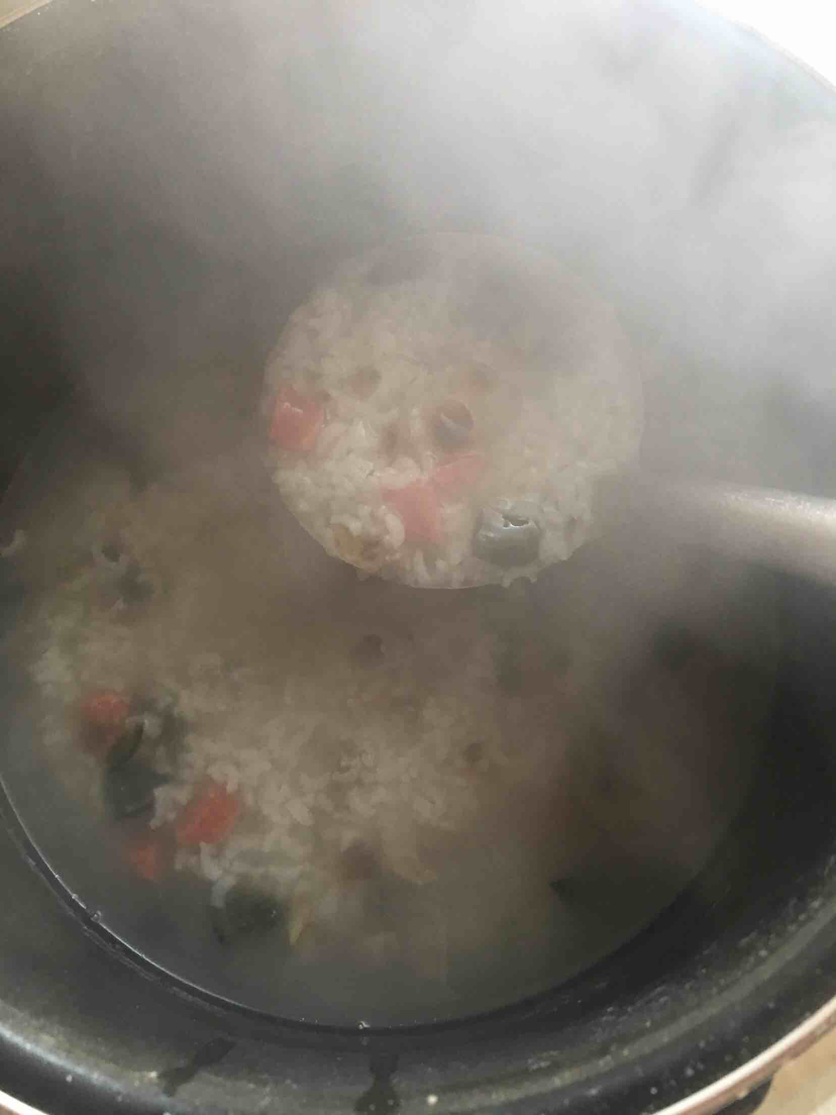 Pork Congee with Baked Intestines and Preserved Eggs recipe