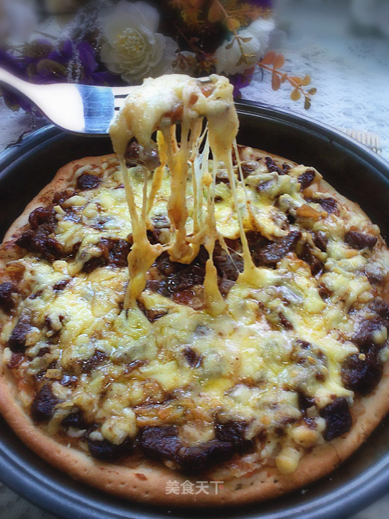 Black Pepper Beef Mashed Potato Pizza recipe