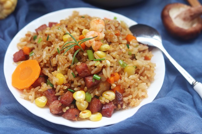 Fried Rice with Beef Sausage and Shrimp recipe