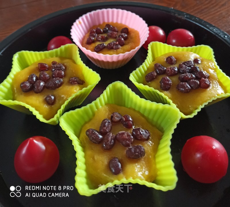 Pumpkin Glutinous Rice Pink Bean Cake recipe