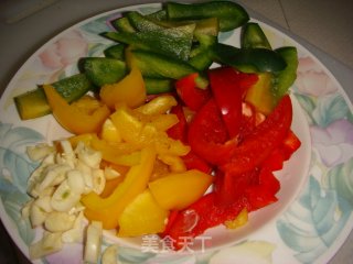 Stir-fried Pork with Colored Pepper and Oyster Sauce recipe
