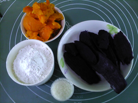 Sweet Glutinous Purple Potato Pumpkin Pie recipe