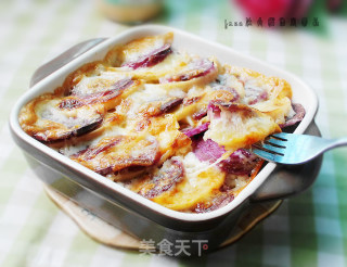 Apple and Purple Sweet Potato Baked Shell Noodles recipe