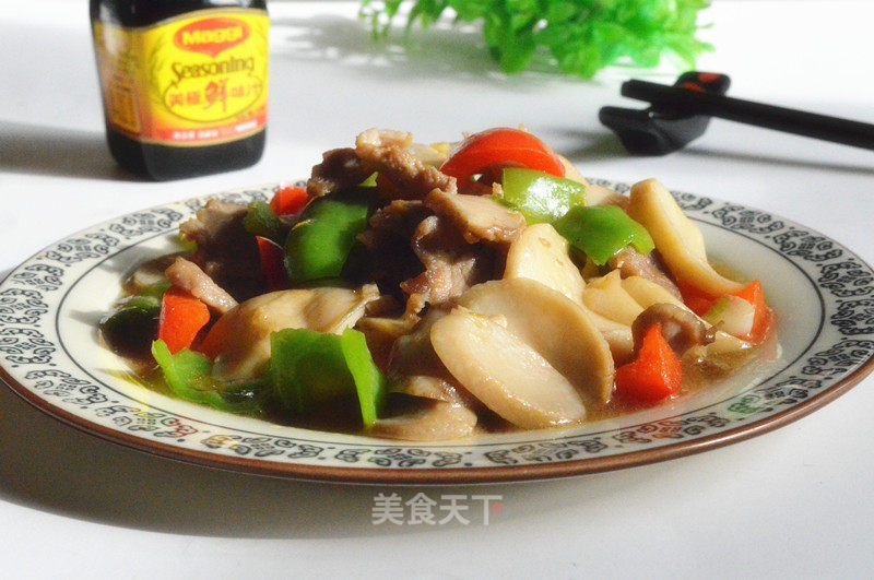 Grilled Pleurotus Eryngii with Sliced Pork recipe