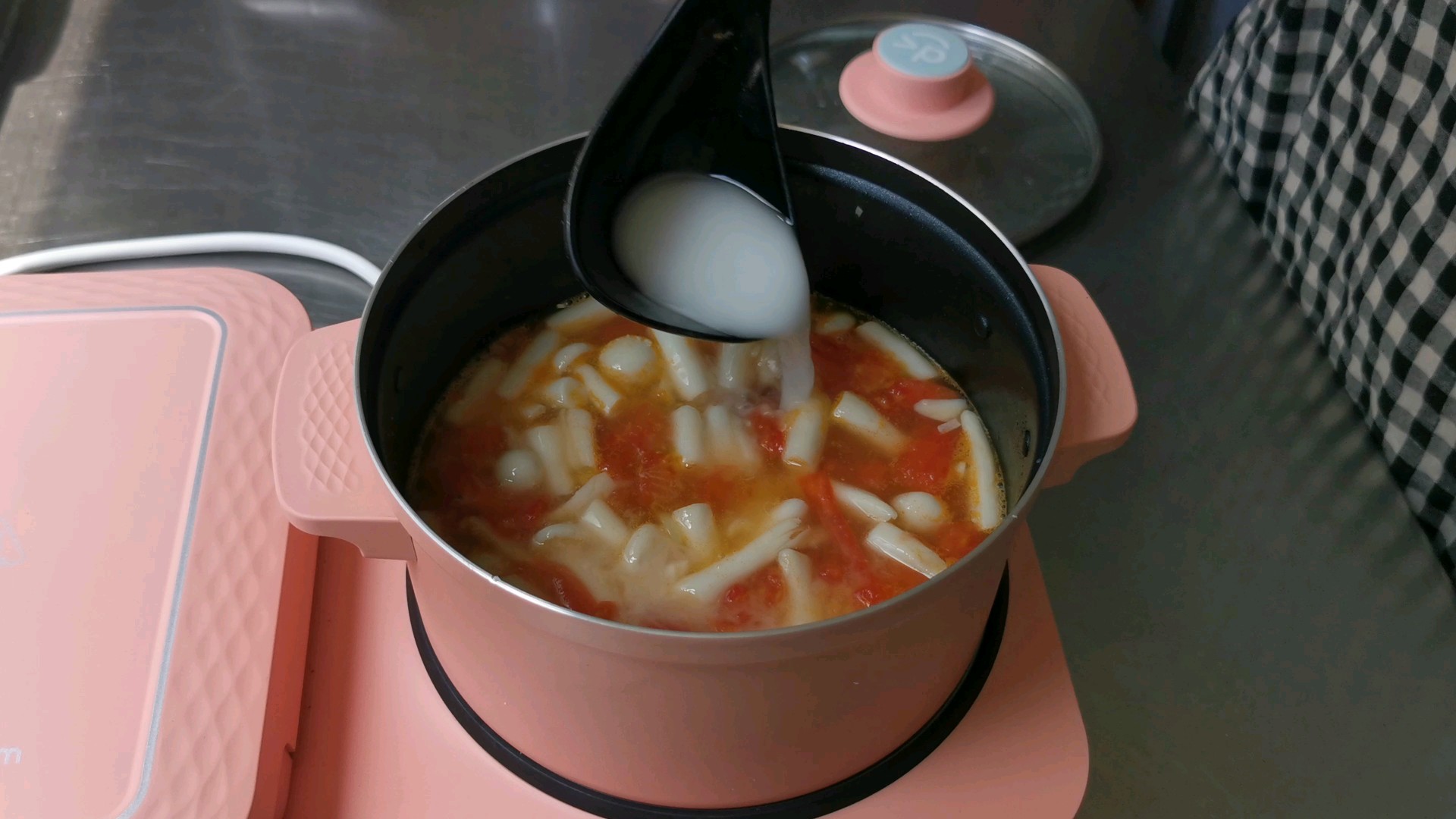 Seafood Mushroom Tomato Egg Drop Soup recipe