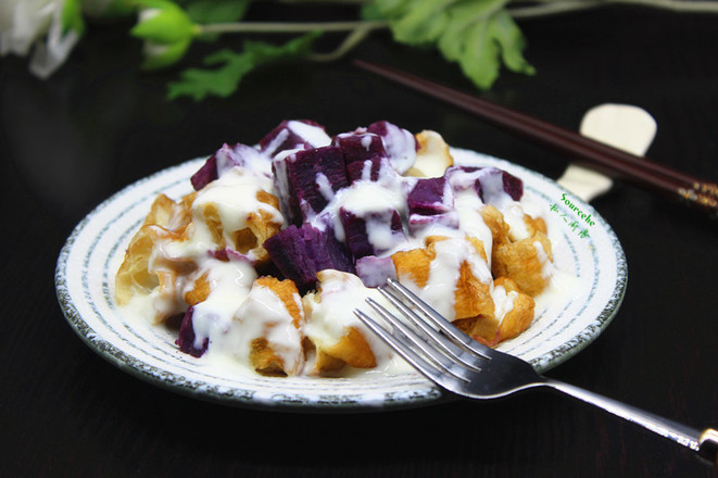 Purple Sweet Potato Steamed Fritters recipe