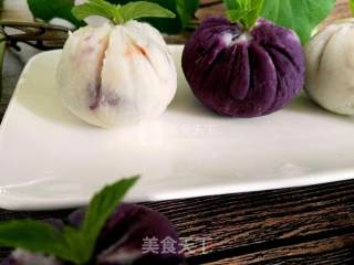 #aca烤明星大赛# Purple Sweet Potato Yam Mango Tea Towel Twist recipe