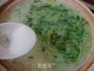 Stomach-warming Porridge----【pea-tip Chicken Porridge】 recipe