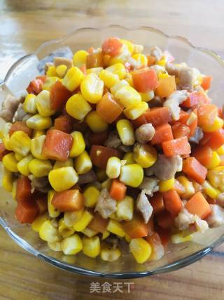 Stir-fried Diced Pork with Carrots and Corn recipe