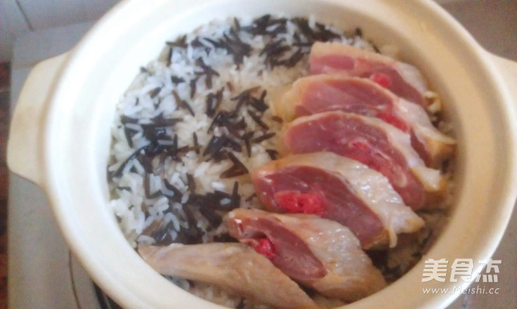 Claypot Rice with Braised Duck Legs with Wild Rice recipe