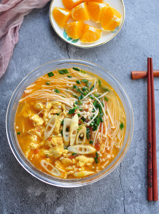 Tomato Noodle Soup with Fresh Bamboo Shoots