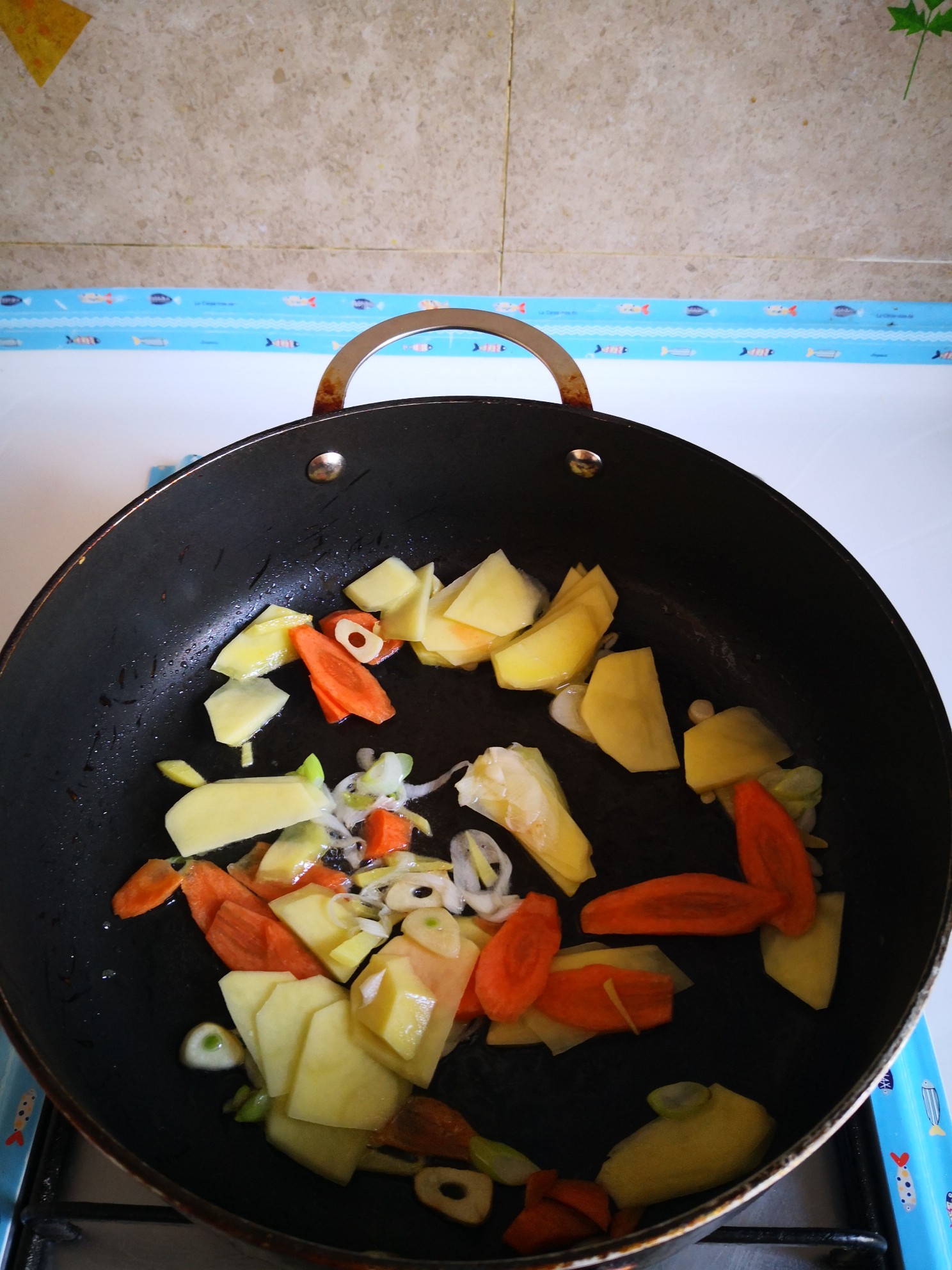 Baby Cabbage Fried Potato Chips recipe