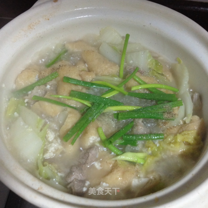 Oily Tofu and Cabbage Vermicelli in Clay Pot recipe