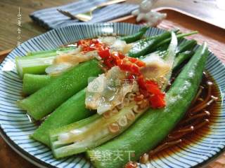 Steamed Okra Enoki Mushroom recipe