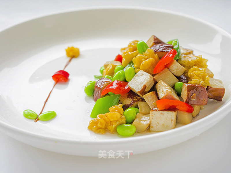 Stir-fried Dried Tofu with Assorted Yellow-eared Pleurotus Eryngii recipe