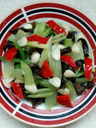 Fungus, Celery and Almond Mix recipe