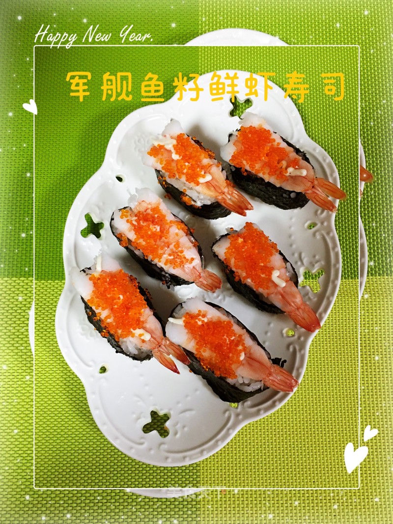 Warship Fish Roe Shrimp Sushi recipe