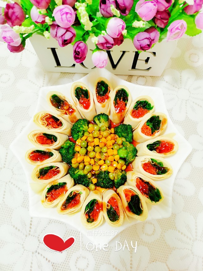 Huakai Fugui Colorful Bean Skin Vegetable Rolls (new Year's Eve Banquet Dishes 😋 There are Colorful and Material) recipe