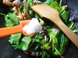 Stir-fried Hairy Crab with Spinach recipe