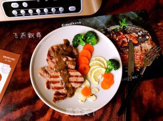 #东 Shot Steak Machine# Garlic Black Pepper Pork Chops recipe