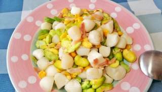 Stir-fried Broad Beans with Scallops and Horseshoe recipe