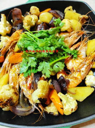 Grilled Sea Prawns with Mixed Vegetables recipe