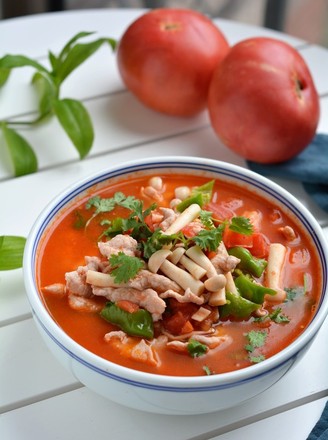 Tomato and Mushroom Meat Soup