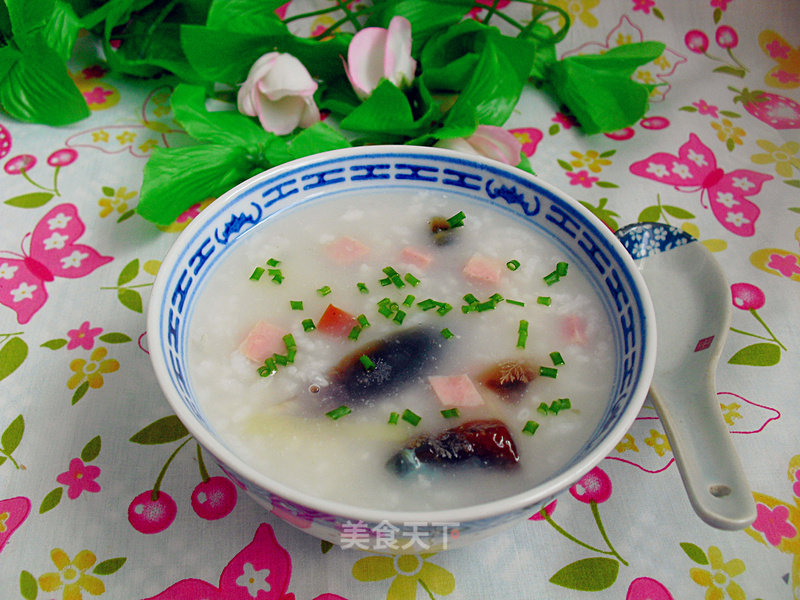 Congee with Preserved Egg and Ham recipe