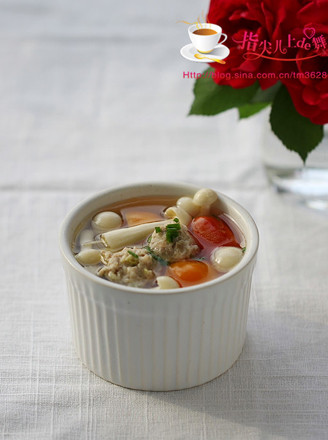 Mushroom Tomato Meatball Soup