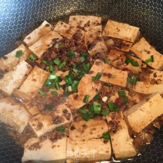 Braised Tofu with Mushroom Meat Sauce recipe