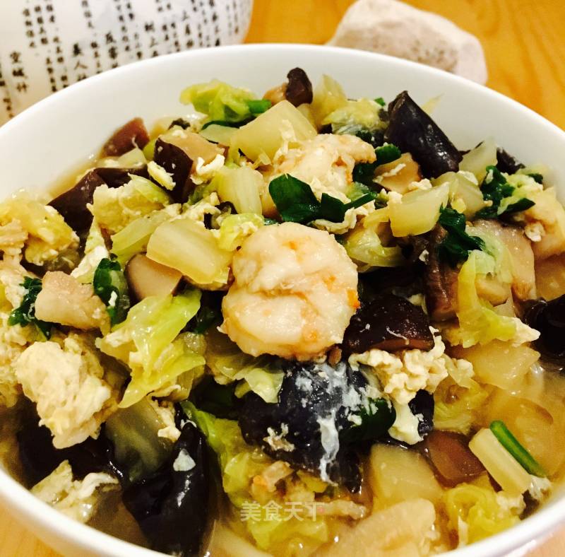 Noodles with Chinese Cabbage and Shrimp recipe