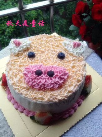 Cute Pig Head Birthday Cake