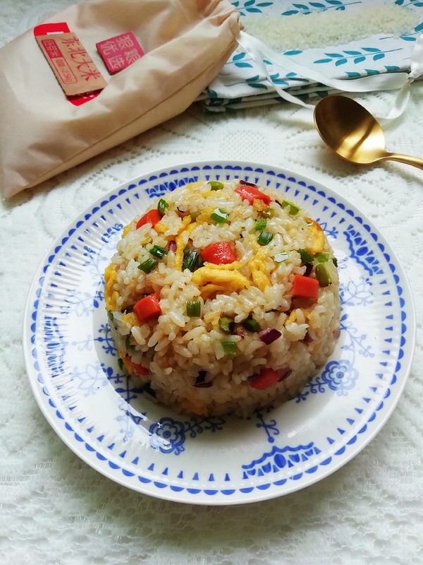 Fried Rice with Germ Rice and Mixed Vegetables recipe