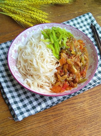 Eggplant Diced Pork Hand Rolled Noodles recipe