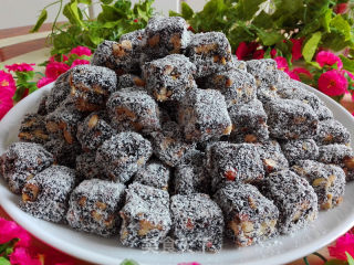 Coconut, Red Dates, Sesame and Walnut Candy recipe