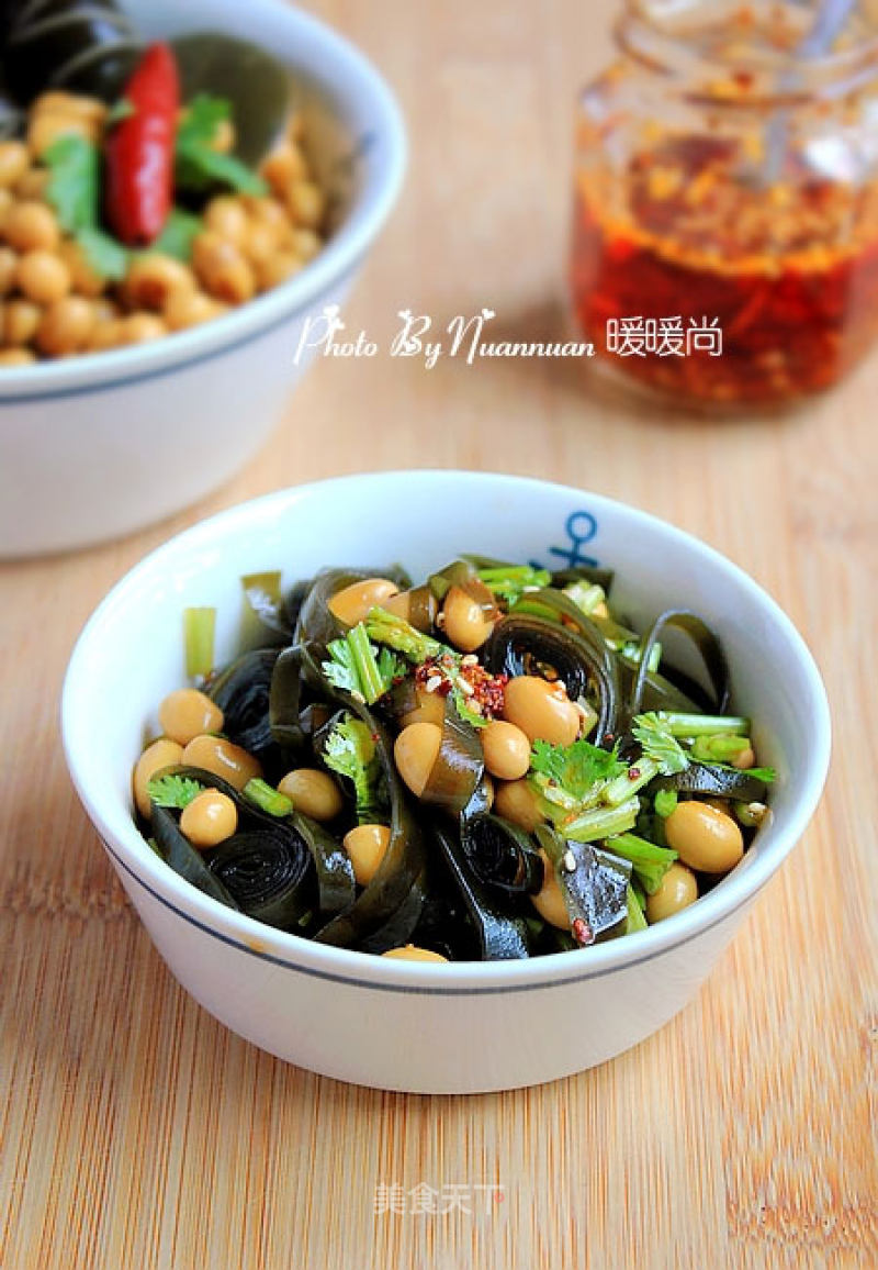 A Braised Side Dish Suitable for People with Three Highs: "kelp Mixed with Soybeans"