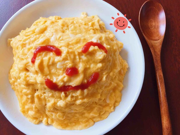 Smiley Cheese Omelet Rice recipe