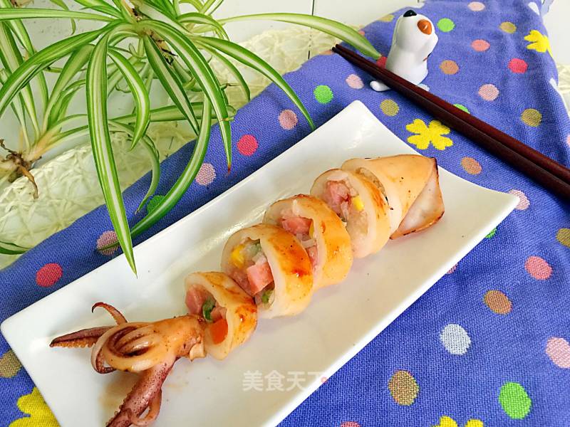 #aca Baking Star Competition# Grilled Squid Sticky Rice Tube