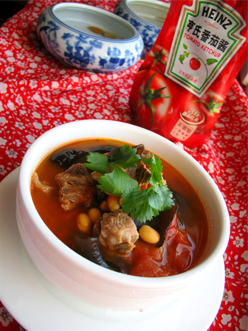 Beef Brisket Soup with Tomato Sauce and Soy Beans recipe