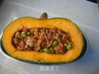 Steamed Chestnut Pumpkin with Diced Chicken recipe