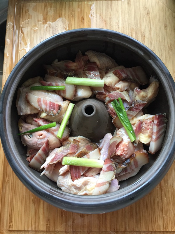 Marinated Pork Belly Chicken in Steam Pot recipe