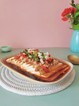 Steamed Minced Pork Tofu with Shrimp Paste recipe