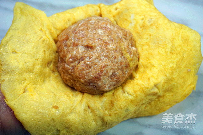 Mushroom Soup with Egg Wrapped Meatballs and Mushrooms recipe