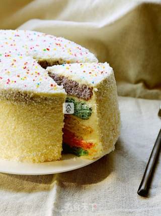 #aca烤明星大赛#coconut Fragrant Rainbow Cake recipe