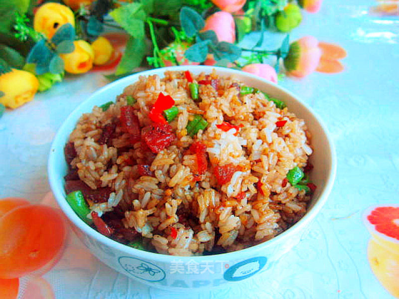 Simple Chinese Food for Office Workers-sausage and Soy Sauce Rice