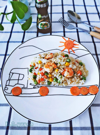 Shrimp Multicolored Fried Rice recipe