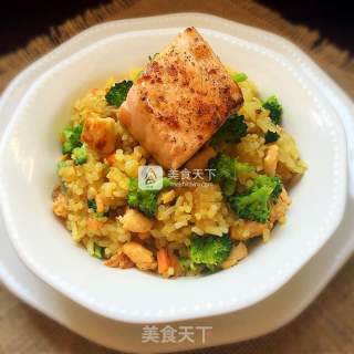 Salmon Curry Fried Rice recipe