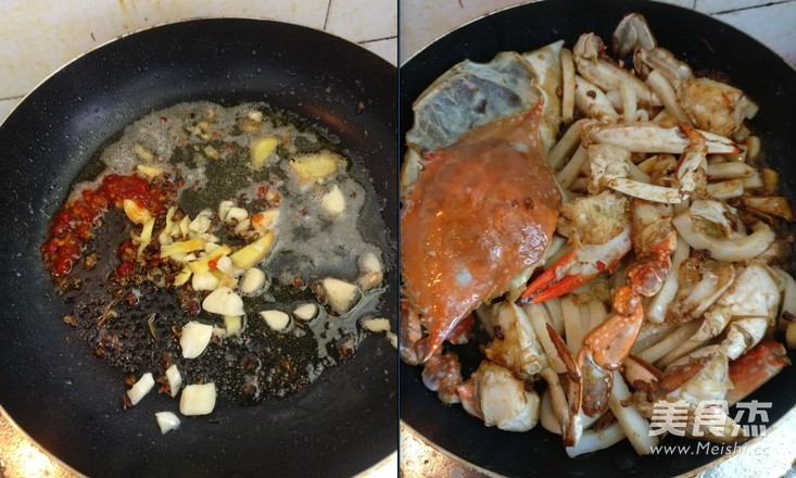 Stir-fried Rice Cake with Swimming Crab recipe